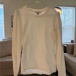 DownEast CreamRibbed Long Sleeve Top